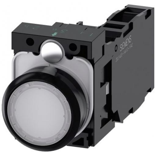 Siemens Tlačítkový spínač, řada: SIRIUS ACT 3SU11 IP66, IP67, IP69K SPST Deska Osvětlené 22 mm Bílá 110 V