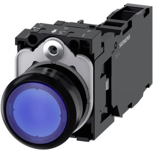 Siemens Tlačítkový spínač, řada: SIRIUS ACT 3SU11 IP66, IP67, IP69K SPST Deska Osvětlené 22 mm Modrá 230 V
