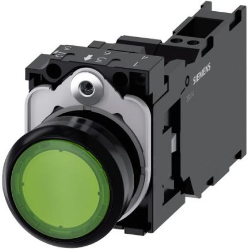Siemens Tlačítkový spínač, řada: SIRIUS ACT 3SU11 IP66, IP67, IP69K SPST Deska Osvětlené 22 mm Zelená 230 V