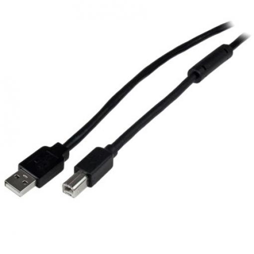 StarTech.com Kabel USB do zásuvky IC Vnější, A: USB typu A, 20 m Vnější, Černá, B: USB B