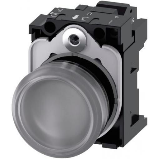 Siemens Indikátor, řada: SIRIUS ACT 3SU11 Montáž do panelu LED Bílá, průměr výřezu: 22 mm IP67, IP20, IP69, IP66 Kulatý