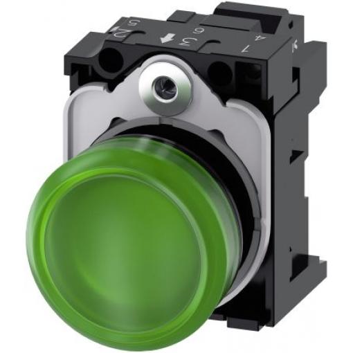 Siemens Indikátor, řada: SIRIUS ACT 3SU11 Montáž do panelu LED Zelená, průměr výřezu: 22 mm IP69, IP67, IP66, IP20
