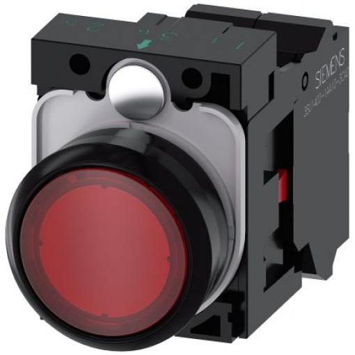 Siemens Tlačítkový spínač, řada: SIRIUS ACT 3SU11 IP66, IP67, IP69K SPST Deska Osvětlené 22 mm Červená 230 V