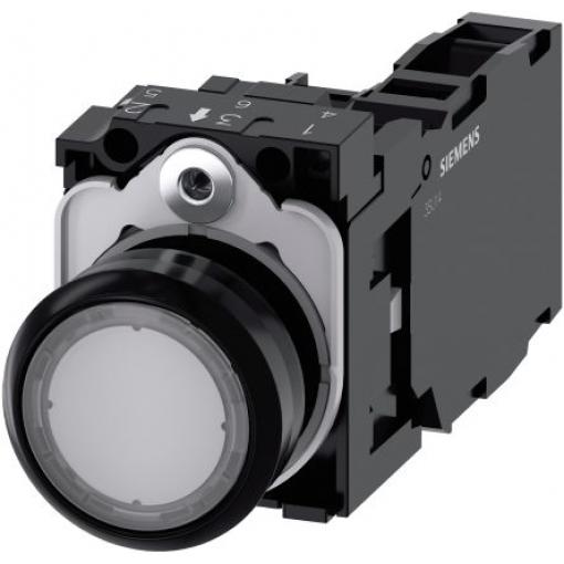Siemens Tlačítkový spínač, řada: SIRIUS ACT 3SU11 IP66, IP67, IP69K SPST Deska Osvětlené 22 mm Čirá 230 V
