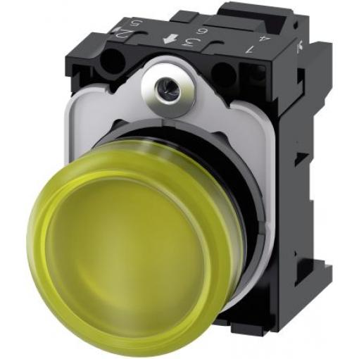 Siemens Indikátor, řada: SIRIUS ACT 3SU11 Montáž do panelu LED Žlutá, průměr výřezu: 22 mm IP66, IP67, IP20, IP69 Kulatý