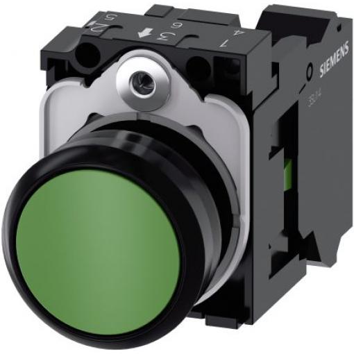 Siemens Tlačítkový spínač, řada: SIRIUS ACT 3SU11 IP66, IP67, IP69K SPST Deska 22 mm Zelená