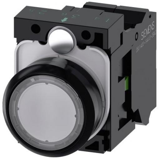 Siemens Tlačítkový spínač, řada: SIRIUS ACT 3SU11 IP66, IP67, IP69K SPST Deska Osvětlené 22 mm Čirá 110 V