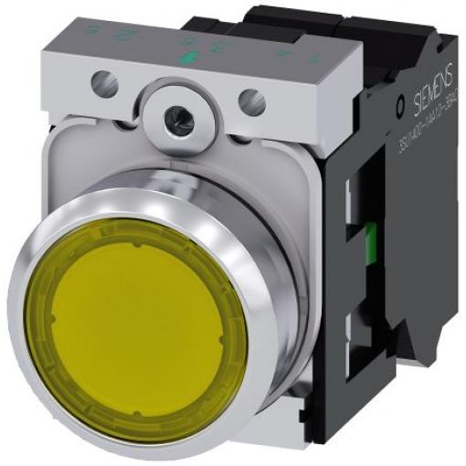 Siemens Tlačítkový spínač, řada: SIRIUS ACT 3SU11 IP66, IP67, IP69K SPST Deska Osvětlené 22 mm Žlutá 230 V