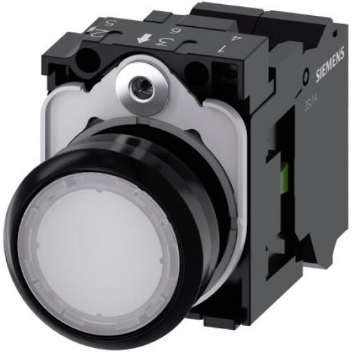Siemens Tlačítkový spínač, řada: SIRIUS ACT 3SU11 IP66, IP67, IP69K SPST Deska Osvětlené 22 mm Bílá 24 V