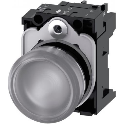 Siemens Indikátor, řada: SIRIUS ACT 3SU11 Montáž do panelu LED Bílá, průměr výřezu: 22 mm IP69, IP20, IP67, IP66 Kulatý