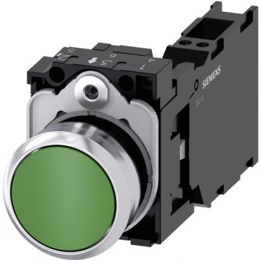 Siemens Tlačítkový spínač, řada: SIRIUS ACT 3SU11 IP66, IP67, IP69K SPST Deska 22 mm Zelená