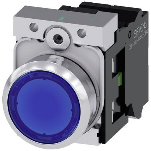 Siemens Tlačítkový spínač, řada: SIRIUS ACT 3SU11 IP66, IP67, IP69K SPST Deska Osvětlené 22 mm Modrá 230 V