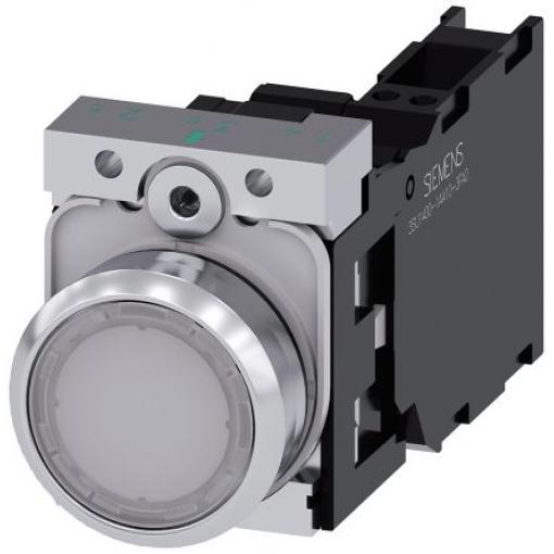 Siemens Tlačítkový spínač, řada: SIRIUS ACT 3SU11 IP66, IP67, IP69K SPST Deska Osvětlené 22 mm Bílá 230 V