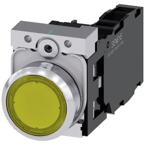 Siemens Tlačítkový spínač, řada: SIRIUS ACT 3SU11 IP66, IP67, IP69K SPST Deska Osvětlené 22 mm Žlutá 230 V