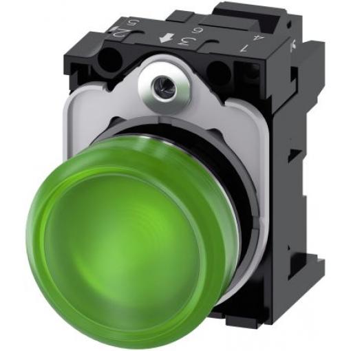 Siemens Indikátor, řada: SIRIUS ACT 3SU11 Montáž do panelu LED Zelená, průměr výřezu: 22 mm IP20, IP69, IP67, IP66