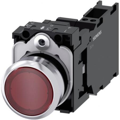Siemens Tlačítkový spínač, řada: SIRIUS ACT 3SU11 IP66, IP67, IP69K SPST Deska Osvětlené 22 mm Červená 230 V