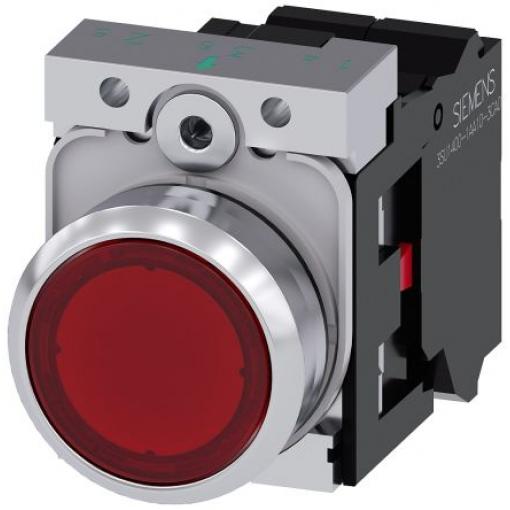 Siemens Tlačítkový spínač, řada: SIRIUS ACT 3SU11 IP66, IP67, IP69K SPST Deska Osvětlené 22 mm Červená 110 V