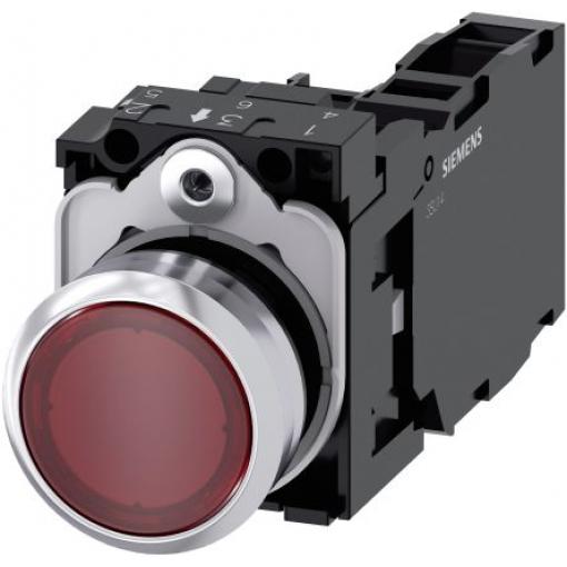Siemens Tlačítkový spínač, řada: SIRIUS ACT 3SU11 IP66, IP67, IP69K SPST Deska Osvětlené 22 mm Červená 230 V