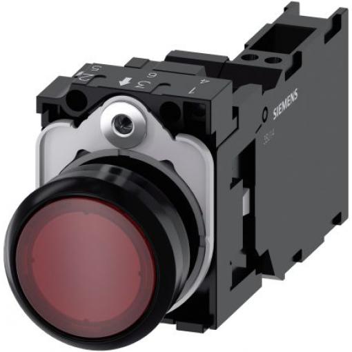 Siemens Tlačítkový spínač, řada: SIRIUS ACT 3SU11 IP66, IP67, IP69K SPST Deska Osvětlené 22 mm Červená 110 V