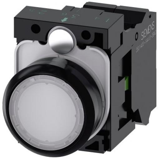 Siemens Tlačítkový spínač, řada: SIRIUS ACT 3SU11 IP66, IP67, IP69K SPST Deska Osvětlené 22 mm Bílá 110 V