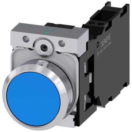 Siemens Tlačítkový spínač, řada: SIRIUS ACT 3SU11 IP66, IP67, IP69K SPST Deska 22 mm Modrá