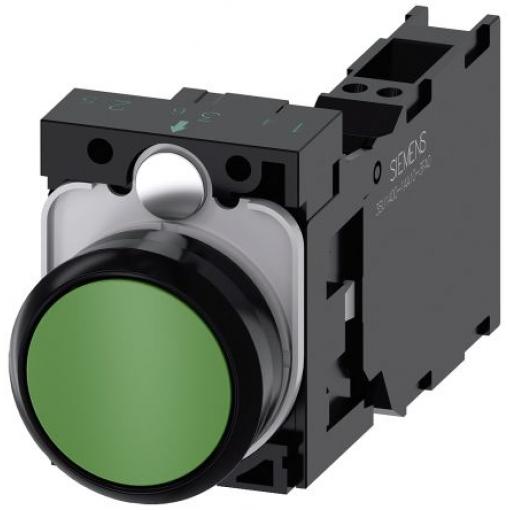 Siemens Tlačítkový spínač, řada: SIRIUS ACT 3SU11 IP66, IP67, IP69K SPST Deska 22 mm Zelená