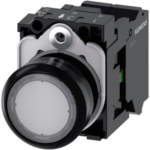 Siemens Tlačítkový spínač, řada: SIRIUS ACT 3SU11 IP66, IP67, IP69K SPST Deska Osvětlené 22 mm Čirá 230 V
