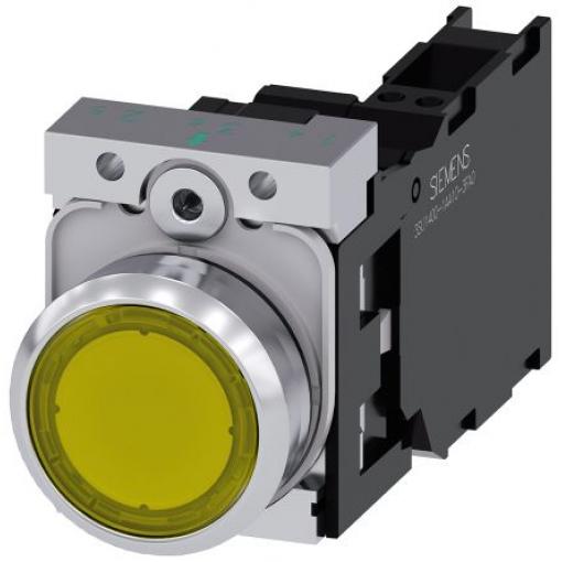 Siemens Tlačítkový spínač, řada: SIRIUS ACT 3SU11 IP66, IP67, IP69K SPST Deska Osvětlené 22 mm Žlutá 110 V