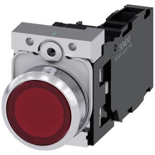 Siemens Tlačítkový spínač, řada: SIRIUS ACT 3SU11 IP66, IP67, IP69K SPST Deska Osvětlené 22 mm Červená 110 V
