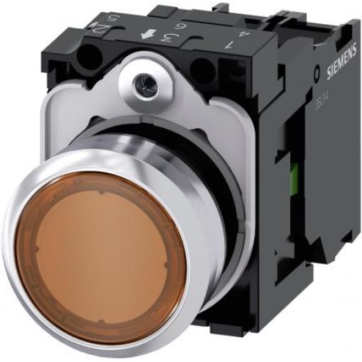 Siemens Tlačítkový spínač, řada: SIRIUS ACT 3SU11 IP66, IP67, IP69K SPST Deska Osvětlené 22 mm Žlutá 110 V