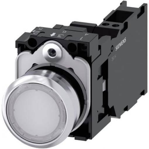 Siemens Tlačítkový spínač, řada: SIRIUS ACT 3SU11 IP66, IP67, IP69K SPST Deska Osvětlené 22 mm Bílá 110 V