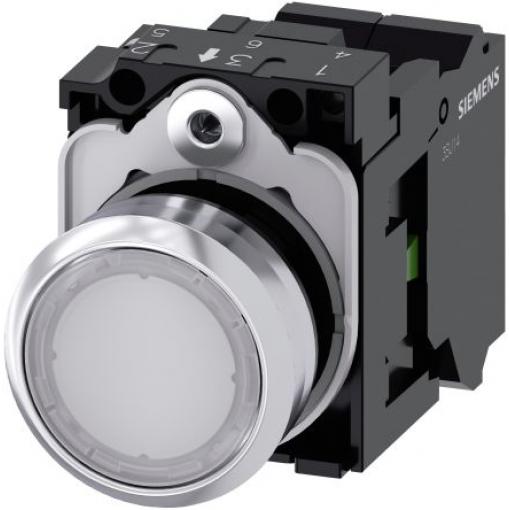 Siemens Tlačítkový spínač, řada: SIRIUS ACT 3SU11 IP66, IP67, IP69K SPST Deska Osvětlené 22 mm Bílá 24 V