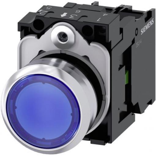 Siemens Tlačítkový spínač, řada: SIRIUS ACT 3SU11 IP66, IP67, IP69K SPST Deska Osvětlené 22 mm Modrá 110 V