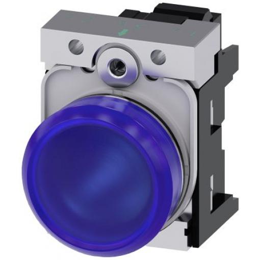 Siemens Indikátor, řada: SIRIUS ACT 3SU11 Montáž do panelu LED Modrá, průměr výřezu: 22 mm IP67, IP66, IP20, IP69 Kulatý
