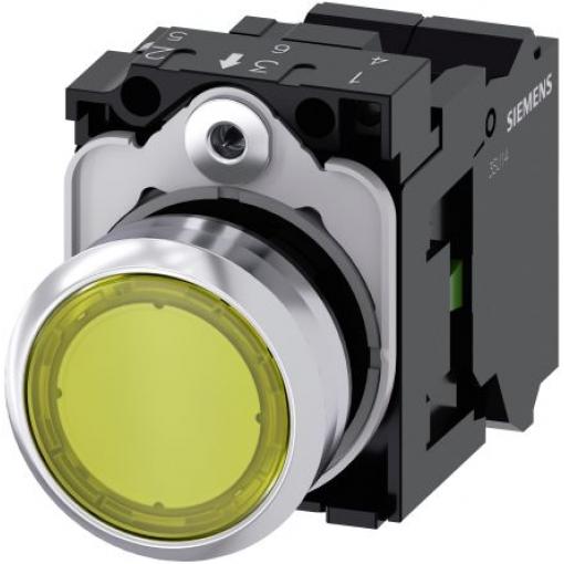 Siemens Tlačítkový spínač, řada: SIRIUS ACT 3SU11 IP66, IP67, IP69K SPST Deska Osvětlené 22 mm Žlutá 110 V