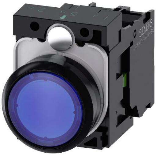 Siemens Tlačítkový spínač, řada: SIRIUS ACT 3SU11 IP66, IP67, IP69K SPST Deska Osvětlené 22 mm Modrá 230 V