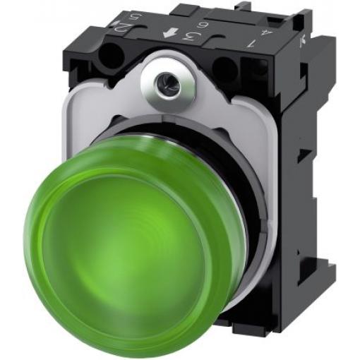Siemens Indikátor, řada: SIRIUS ACT 3SU11 Montáž do panelu LED Zelená, průměr výřezu: 22 mm IP66, IP67, IP69, IP20