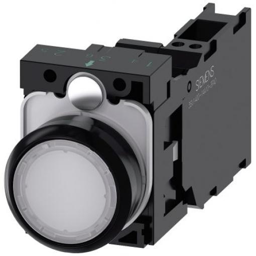 Siemens Tlačítkový spínač, řada: SIRIUS ACT 3SU11 IP66, IP67, IP69K SPST Deska Osvětlené 22 mm Bílá 230 V
