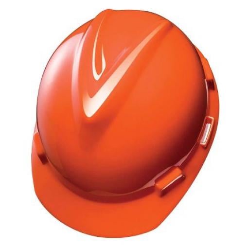 MSA Safety Ochranná přilba EN 397, Oranžová, Vysoce výkonný polyethylen Integrovaný potní pásek Nastavitelný Standardní
