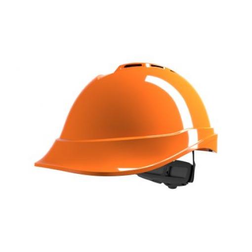 MSA Safety Ochranná přilba EN 397, Oranžová, ABS Integrovaný potní pásek Nastavitelný Standardní V-Gard 200 Odvětrávaný