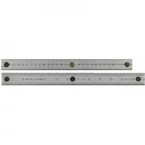 Pravítko, délka: 300 mm Imperiální, Metrické šířka 29 mm Matný chrom, Nerezová ocel RS PRO