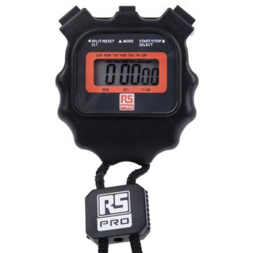 Stopky barva Černá, Kapesní stopky Digitální Ano 1/100s Baterie RS PRO Voděodolné