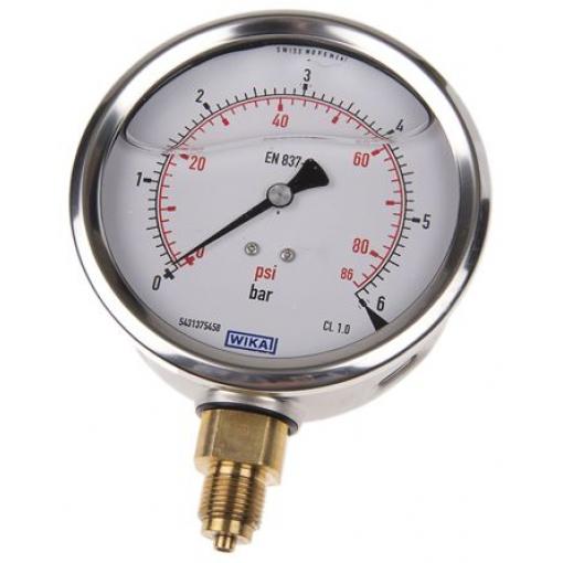 Tlakoměr Vnější 7075546 G 3/8 Nerezová ocel, 60 °C 6 bar 0 bar WIKA