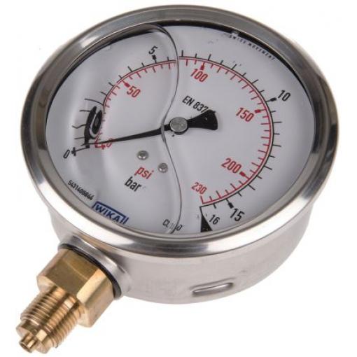 Tlakoměr 7075589 100 mm G 3/8 Nerezová ocel, 60 °C 16 bar 0 bar WIKA