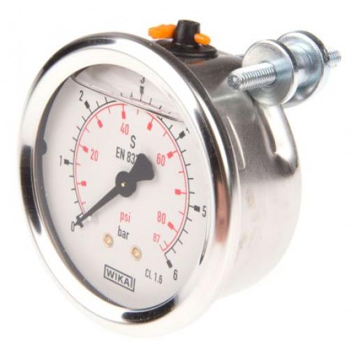 Tlakoměr Vnější závit 7075538 G 1/4 Nerezová ocel, 60 °C 6 bar 0 bar WIKA