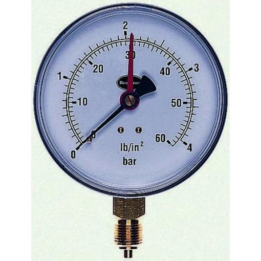 Tlakoměr Typ G 34/652/0 100 mm G 3/8 Kalibrováno Ocel, 60 °C 2.5 bar 0 bar Brannan