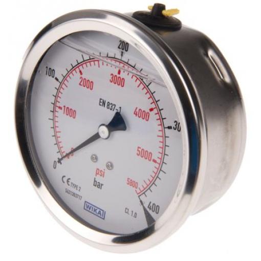 Tlakoměr Se závitem 7656102 100 mm 1/2 in Kalibrováno Nerezová ocel, 60 °C 400 bar 0 bar WIKA