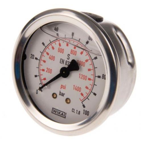 Tlakoměr 46852703 63 mm G 1/4 Nerezová ocel, 60 °C 100 bar 0 bar WIKA