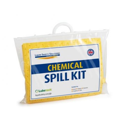Sada na rozlité kapaliny 15 L, obsah sady: 15 LTR Chemical spill Kit - klip uzavřený vak Lubetech
