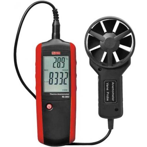 RS PRO Anemometr Rychlost vzduchu, Průtok vzduchu, Teplota, typ sondy: Lopatka 30 m/s